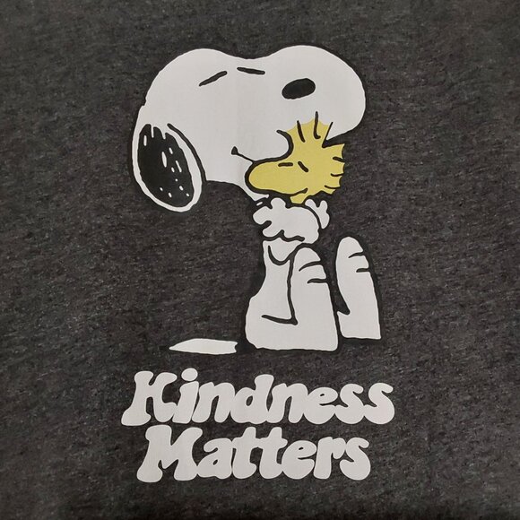 NWOT Peanuts "Kindness Matters" T-Shirt Snoopy Woodstock Gray Short Sleeve - XXL - Picture 3 of 5